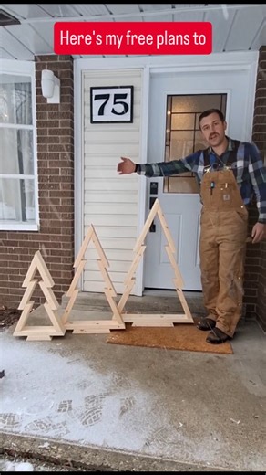 Here's my free plans to build these 3 different sized wooden Christmas trees. You can stain or paint them any colour. The material costs around $5 per tree and they are easy to make. Comment and I'll send my step by step build tutorial or the link is in my bio #woodworkproject #diywoodwork #woodenchristmastree #christmastree #christmasdecor | Meyers.makes