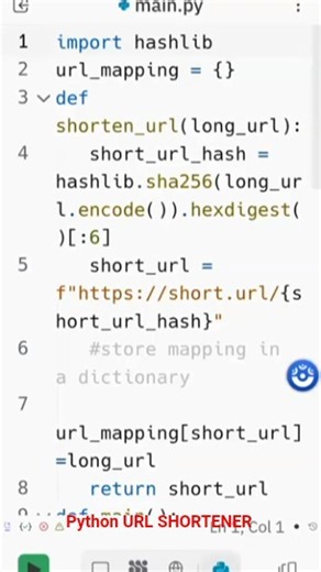 Create Python URL Shortener #coding #shorts #programming #python