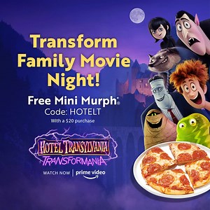 13K views · 40 reactions | Here's a monster deal for the perfect family movie night! Get a free Mini Murph with your $20 online order, settle in with your little monsters and watch #HotelTransylvania: Transformania streaming exclusively on Amazon Prime Video. It's a deal you can get your fangs into! Use code: HOTELT. Available online only at participating locations through 1/28/22 with $20 min. purchase. Not valid with other offers. Limit 1. | Papa Murphy's Pizza | Facebook