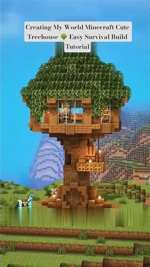#Minecraft Cute Treehouse 🌳 | Easy Survival Build Tutorial | Viral Minecraft #Shorts #Treehouse