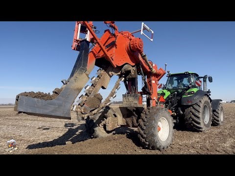 Trenching In Field Drainage Tile near Elwood Indiana