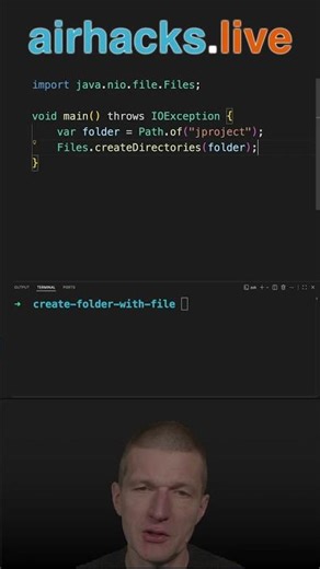 Create a File With Folder #java #shorts #coding #airhacks
