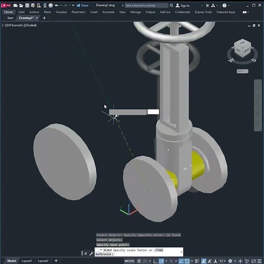 AutoCAD 3D WITH SCALE REFERENCE COMMAND