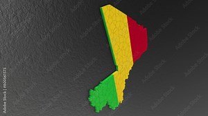 Mali map 3d. 3d map of Mali. Stock Video