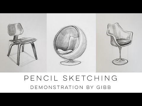 How to draw furniture - a beginners sketching tutorial on three classic chairs
