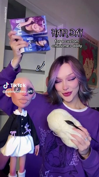 Did you notice I dyed my hair the exact same way as the doll's? Hehe, I actually used the same color balms!! 🔮✨ I forgot to show vou a more detailed process of making Harmony's hair - a project from back in September! I couldn't just let hundreds of minutes of work go to waste, so let this be a little reminder of another creative challenge I managed to overcome 💖