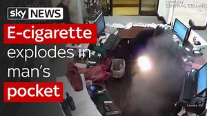 268K views · 3K reactions | Watch the moment an e-cigarette explodes repeatedly in the pocket of this man in New York | Sky News | Facebook