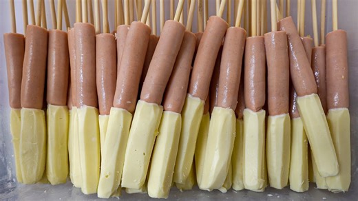 2.5K views · 40 reactions | Mozzarella cheese & Corn Sausage Hot Dogs - Korean street food | Food Processing | Facebook