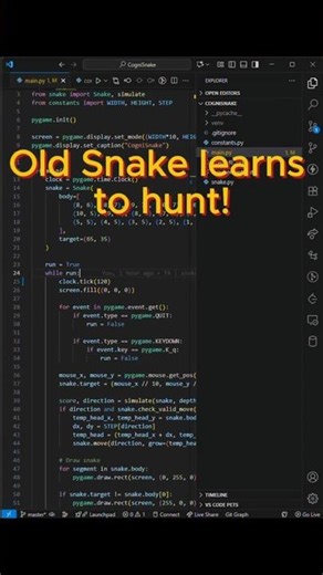 AI Snake 🐍 vs Moving Food 🍎