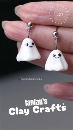 Make Halloween Ghosts earrings with polymer clay fimo tutorial ton