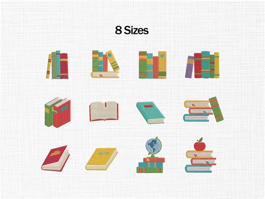 Books Embroidery Design, Books Bundle Embroidery, Stack of Books Embroidery Design, Back to School Embroidery, Books Lover, Books Stack - Etsy