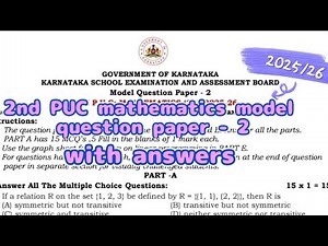 2nd PUC mathematics model question paper-2 with answers.#boardexam #boardexam2025 #maths @anand9588