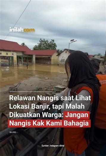 Seorang influencer TikTok yang dikenal dengan nama Vilmei bergabung dengan relawan membantu korban banjir di Sumatera. Ia tak kuasa menahan air matanya saat menyaksikan kondisi lokasi terdampak banjir. Namun, alih-alih larut dalam kesedihan, ia justru dikuatkan oleh warga setempat. Momen ini mencerminkan keteguhan dan optimisme warga di tengah keterbatasan pascabencana. Dukungan moril, kebersamaan, dan semangat saling menguatkan menjadi kekuatan utama dalam proses pemulihan, seiring berjalannya