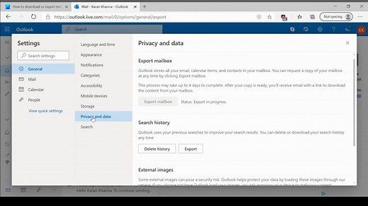 How to download or export mailbox from Outlook.com