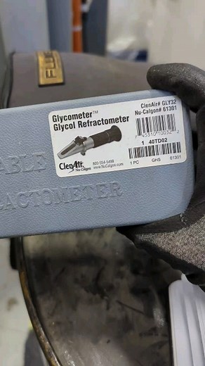 Testing glycol levels in printer chiller tanks with the @nucalgon refractometer... I had the hardest time getting a pic/video of the reading but if you notice the tiny bit I did get, there's not much glycol in my sample . That means that someone has likely been topping up the tank with fresh water, diluting the mix .. which means there is likely a leak in the system. Doing these tests help catch issues like this before they become a major problem . . . . . . . . . #refractometer #glycol #antifre