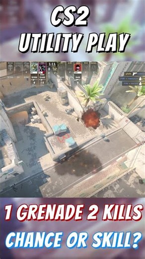CS2 Utility Play - 1 grenade 2 kills | Chance or Skill? #cs2 #cs2clips #cs2moments #csgo