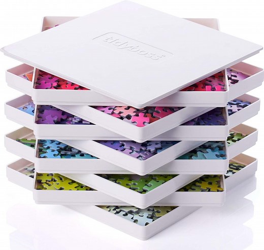 8 X White Stackable Puzzle Sorting Trays With Lid 8" X 8" | Portable Jigsaw Puzzle Sorter | for Puzzles up to 1000 Pieces - Etsy