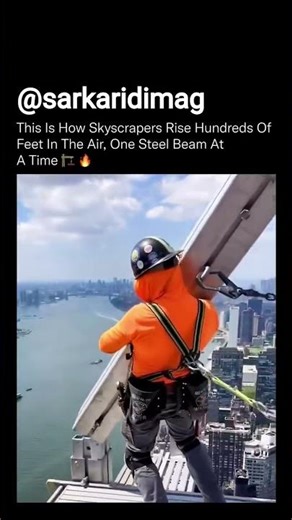 How Skyscrapers Rise: One Steel Beam at a Time! 🏗️😱#shortsindia #skyscraper #construction #steel