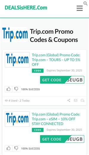 🌍✈️ Trip.com Global Promo Codes – Save More on Your Next Trip! 🏨🚗🎟️ 🔥 Hot Deals You Don’t Want to Miss: 📶 eSIM – 10% OFF → Stay connected anywhere! 🎒 Back to School Specials (ES & IT) 🎓 🛫 Flight Deals – Save up to £20 🏨 Hotel Deals – Up to £50 OFF 🚗 Car Rentals – 8% OFF 🚆 Train Tickets – £4 OFF Your First Ride 🎡 Attractions – Up to 6% OFF 🌍 Tours – Up to 5% OFF ✨ Exclusive Evergreen Codes for Air France Flights ✨ 🎢 Special Campaigns: Hong Kong Disneyland – 5000 RUB OFF Coupon 🎟️ 