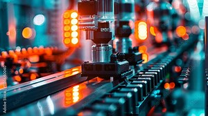 Automated Manufacturing Process: High-Tech Industrial Robotics in Action