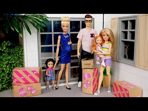 Barbie Doll Family Moving Day Story New Dollhouse
