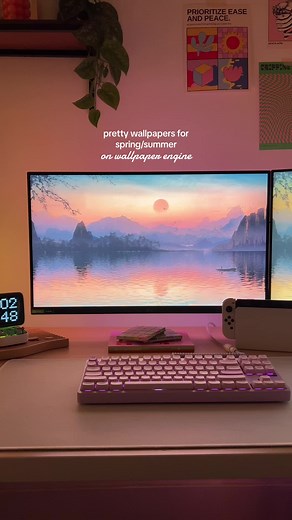 Some cute spring/summer wallpapers on wallpaper engine 🌸🌿✨ the name of the first wallpaper is in the comments so you can copy & paste💖 - #deskaesthetic #gamingsetupaesthetic #wallpapers #wallpaperengine #pcgamingsetup #deskinspo #mydeskaesthetic #wallpaperideas