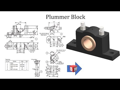 Plummer Block using SOLIDWORKS | Parts and Assembly | SOLIDWORKS tutorials for beginners