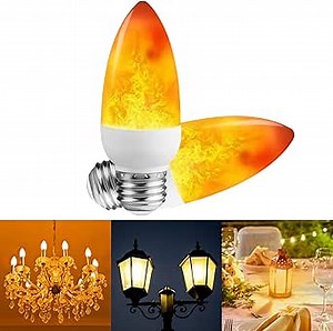 Flame Effect Light Bulbs LED E26 Medium Base Flickering Candle Lightbulbs Flicker Fire 2W 3 Modes Fireplace for Outdoor Indoor Lantern Decorative 2 Pack
