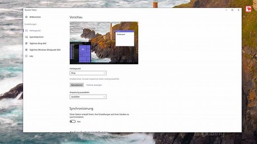 Dynamic Theme für Windows 10: Tägliche Veränderung des Hintergrundbildes