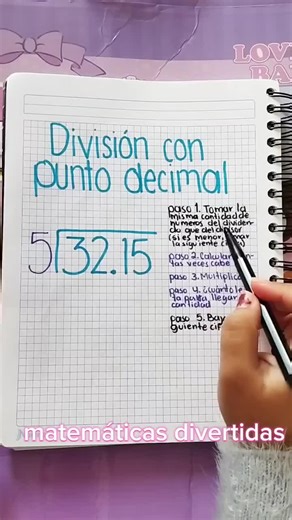 División paso a paso con punto decimal en matemáticas