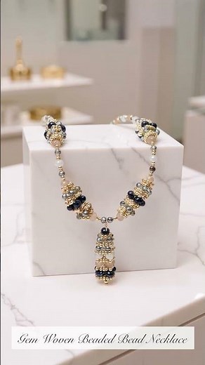 Gem Woven Beaded Bead Necklace
