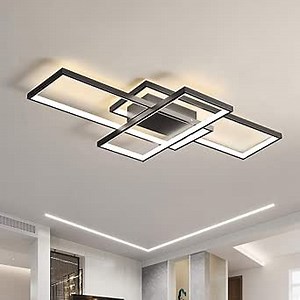 Modern Ceiling Light, 78W LED Ceiling Lamp Black Square Acrylic Flush Mount Ceiling Lights Fixture for Bedroom Living Room Kitchen Office netural light/4000K 35.4inch