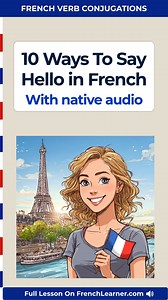 💬 How do the French really say hello? From formal to super slang — learn 20 real greetings with audio 🎧 👉 https://www.frenchlearner.com/phrases/hello-in-french/ 📕 Get daily lessons my FREE PDF (20 Common Mistakes): https://www.frenchlearner.com/subscribe/ | FrenchLearner Word of the Day Lessons