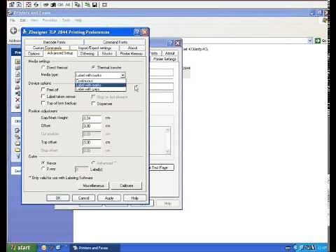 Zebra Designer TLP2844 Printer Settings