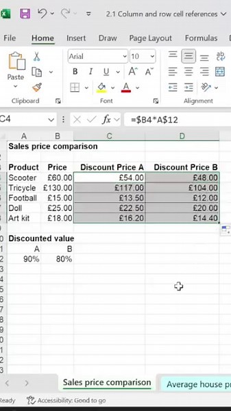 Excel Basics: Mixed Cell References for Quick Calculations