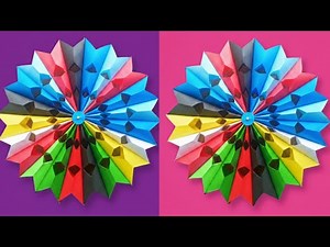 DIY Colorful Paper Fan Wall Decoration | Easy Paper Craft Tutorial