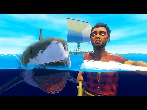 SHARK Tries to Eat Us on Our First Day - Raft Survival Gameplay