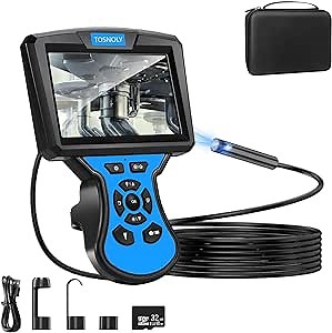 TOSNOLY Borescope Inspection Camera,5mm Ultra-Slim Dual Lens Endoscope, 1080P Snake Scope Camera with 5 inches Monitor 7 LED Lights 16.5ft Flexible Cable 32GB Card IP67 Waterproof for Home Wall: Amazon.com: Industrial & Scientific