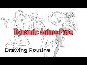 Anime Girl Dynamic Pose Drawing | Running & Jumping | Drawing Routine