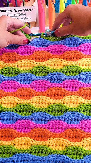 1.5M views · 18K reactions | This wave stitch pattern is easy to crochet with 5 slip stitches and 5 half double crochet stitches. Because of its textured design, it looks good in a solid color as well as stripes. #reels #crochet #knitting #artwork #tutorial #waves #colorful #yarn #embroidery #patterns #naztazia | Naztazia | Facebook