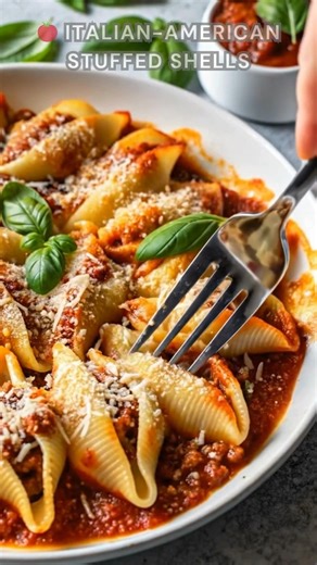 Shells stuffed full. Mix ricotta, spinach, nutmeg. Bake at 180°C for 25–30 minutes until bubbling and golden. Creamy, cheesy, and perfectly saucy these Italian-American stuffed shells hit every comfort note in one cozy bite. 🇮🇹🍅 Ingredients ➤ 20 jumbo pasta shells ➤ 2 cups ricotta cheese ➤ 1 cup mozzarella, shredded ➤ ½ cup Parmesan, grated FULLL Recipe in First Cօʍʍеոτ 👇👇👇 | Nessy Recipes