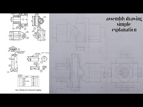 assembly drawing of universal coupling - assembly drawing engineering drawing