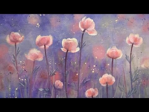 Easy Autumn Floral Acrylic Painting LIVE Tutorial