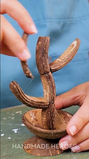 Recycled coconut shells into a unique craft 🥥