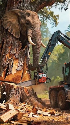 Wait.. 🤯 Why Is This Giant Machine Cutting Trees?! ⚠️#chainsaw #treeremoval #viral #shorts#fa9la