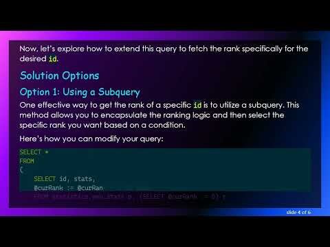 How to Get the Rank Position From a MySQL SELECT Statement