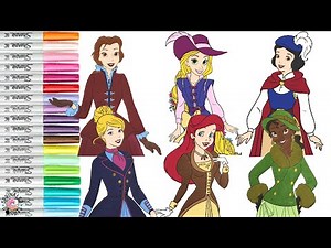 Disney Princess Coloring Book Compilation Cinderella Ariel Rapunzel Belle Tiana Snow White