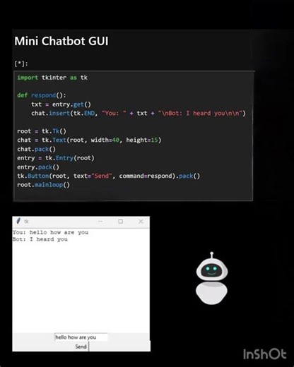 Mini Chatbot GUI #coding #programminglanguage #daily #python #chatbot #guidesign #bot #code