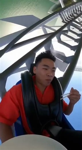 Eating Singapore Chicken Rice on Inverted Loop - Singapore