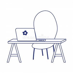 Desk with Laptop and Chair Vector Design Stock Vector - Illustration of management, professional: 180210458